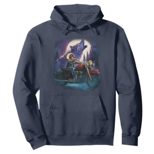 Native American Rider Hoodie Vintage Indian American Motorcycle Wolf TS11 Navy Print Your Wear