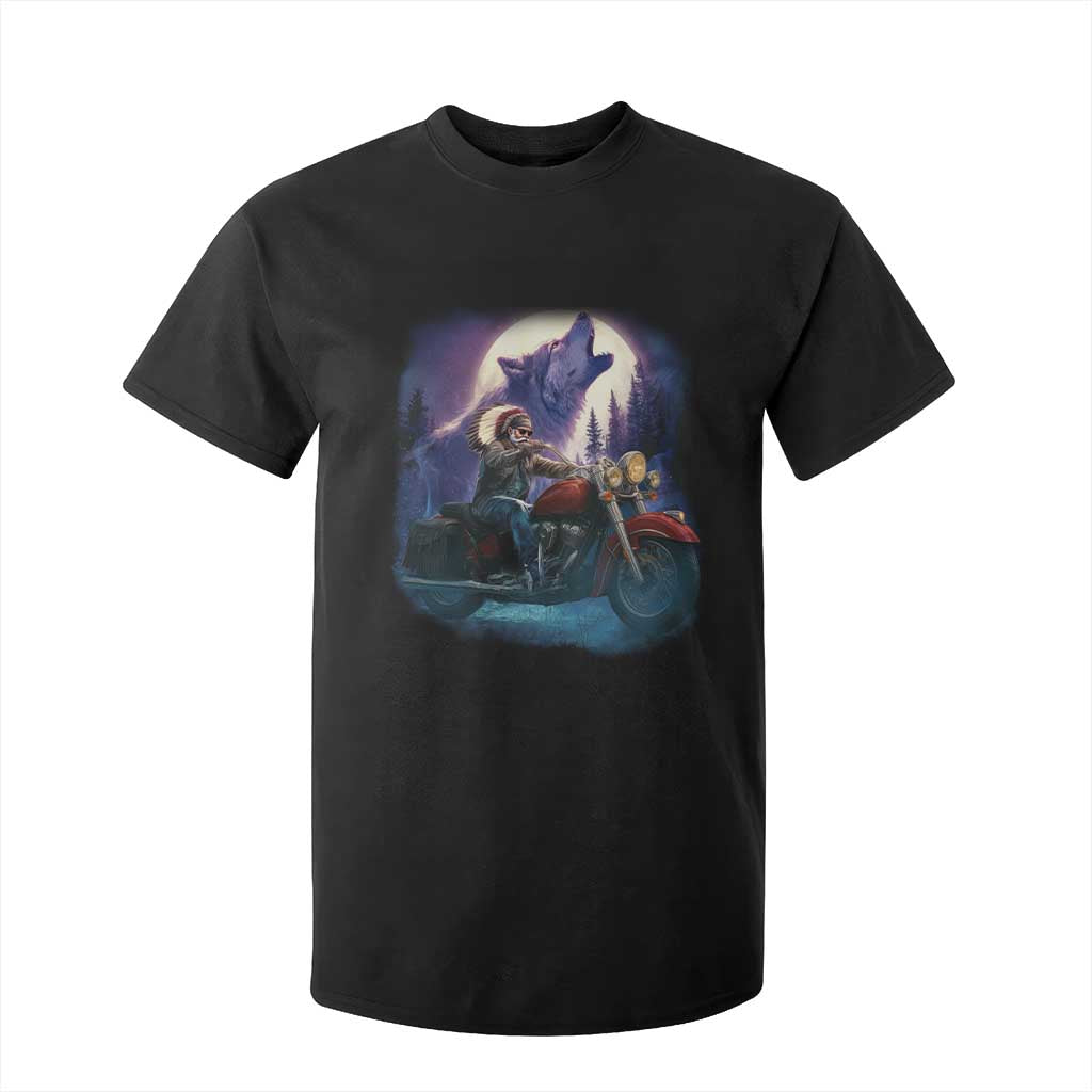 Native American Rider T Shirt For Kid Vintage Indian American Motorcycle Wolf TS11 Black Print Your Wear