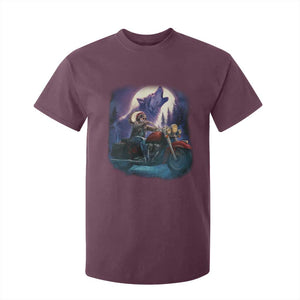 Native American Rider T Shirt For Kid Vintage Indian American Motorcycle Wolf TS11 Maroon Print Your Wear