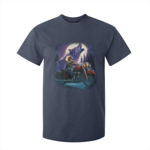 Native American Rider T Shirt For Kid Vintage Indian American Motorcycle Wolf TS11 Navy Print Your Wear