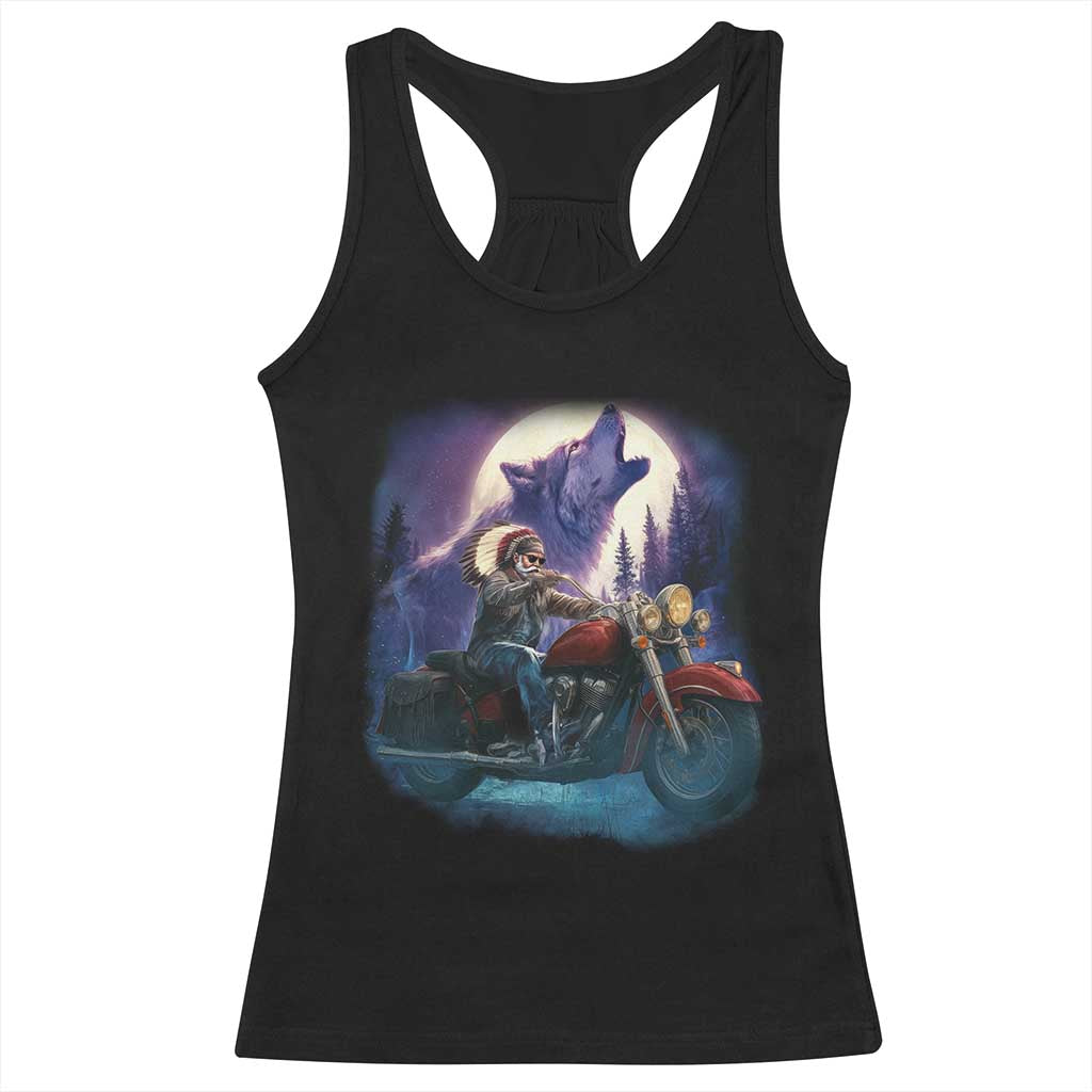 Native American Rider Racerback Tank Top Vintage Indian American Motorcycle Wolf TS11 Black Print Your Wear