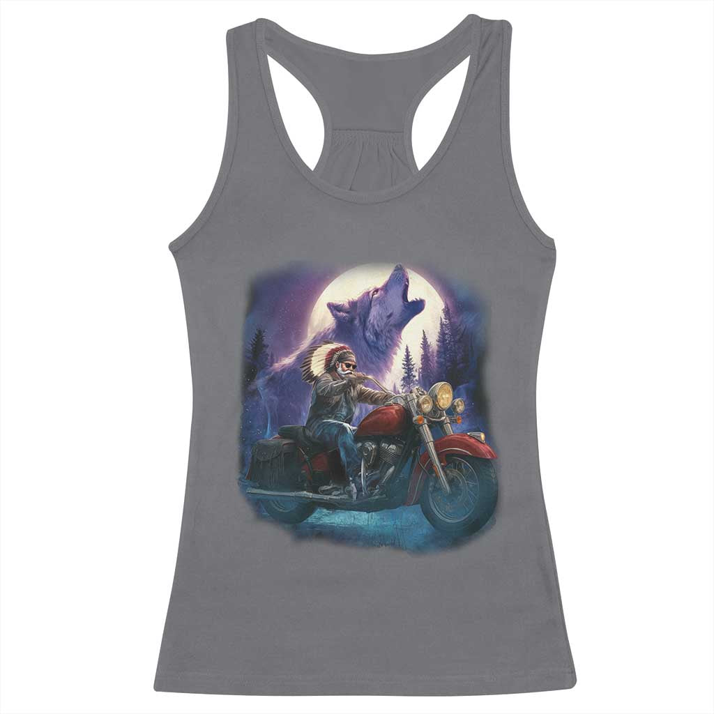 Native American Rider Racerback Tank Top Vintage Indian American Motorcycle Wolf TS11 Charcoal Print Your Wear