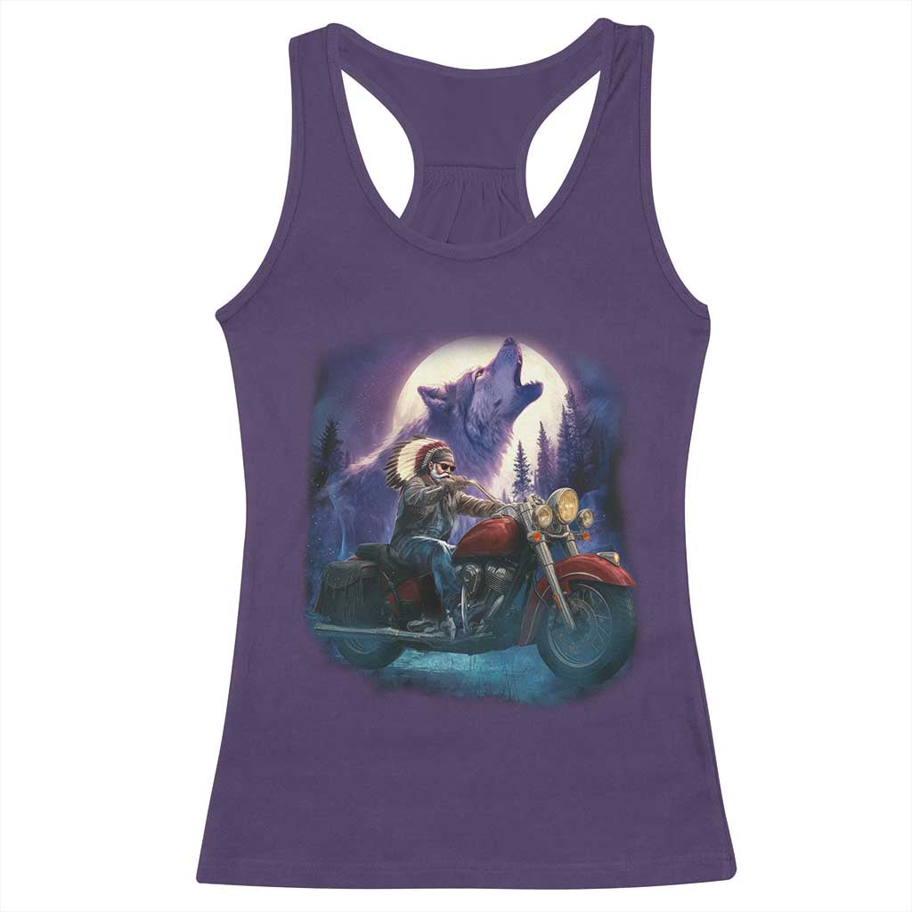 Native American Rider Racerback Tank Top Vintage Indian American Motorcycle Wolf TS11 Purple Print Your Wear