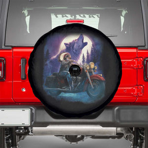 Native American Rider Spare Tire Cover Vintage Indian American Motorcycle Wolf TS11 Black Print Your Wear