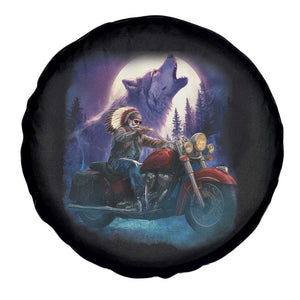 Native American Rider Spare Tire Cover Vintage Indian American Motorcycle Wolf TS11 Print Your Wear