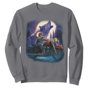Native American Rider Sweatshirt Vintage Indian American Motorcycle Wolf TS11 Charcoal Print Your Wear