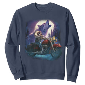 Native American Rider Sweatshirt Vintage Indian American Motorcycle Wolf TS11 Navy Print Your Wear