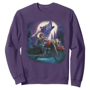 Native American Rider Sweatshirt Vintage Indian American Motorcycle Wolf TS11 Purple Print Your Wear
