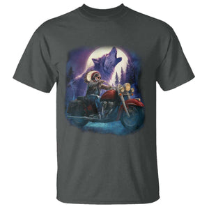 Native American Rider T Shirt Vintage Indian American Motorcycle Wolf TS11 Dark Heather Print Your Wear