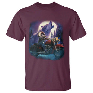Native American Rider T Shirt Vintage Indian American Motorcycle Wolf TS11 Maroon Print Your Wear