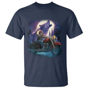 Native American Rider T Shirt Vintage Indian American Motorcycle Wolf TS11 Navy Print Your Wear
