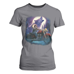 Native American Rider T Shirt For Women Vintage Indian American Motorcycle Wolf TS11 Charcoal Print Your Wear