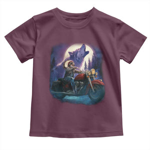 Native American Rider Toddler T Shirt Vintage Indian American Motorcycle Wolf TS11 Maroon Print Your Wear