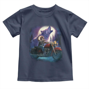 Native American Rider Toddler T Shirt Vintage Indian American Motorcycle Wolf TS11 Navy Print Your Wear