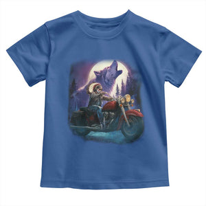 Native American Rider Toddler T Shirt Vintage Indian American Motorcycle Wolf TS11 Royal Blue Print Your Wear