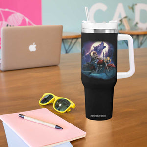 Native American Rider Tumbler With Handle Vintage Indian American Motorcycle Wolf TS11 Print Your Wear
