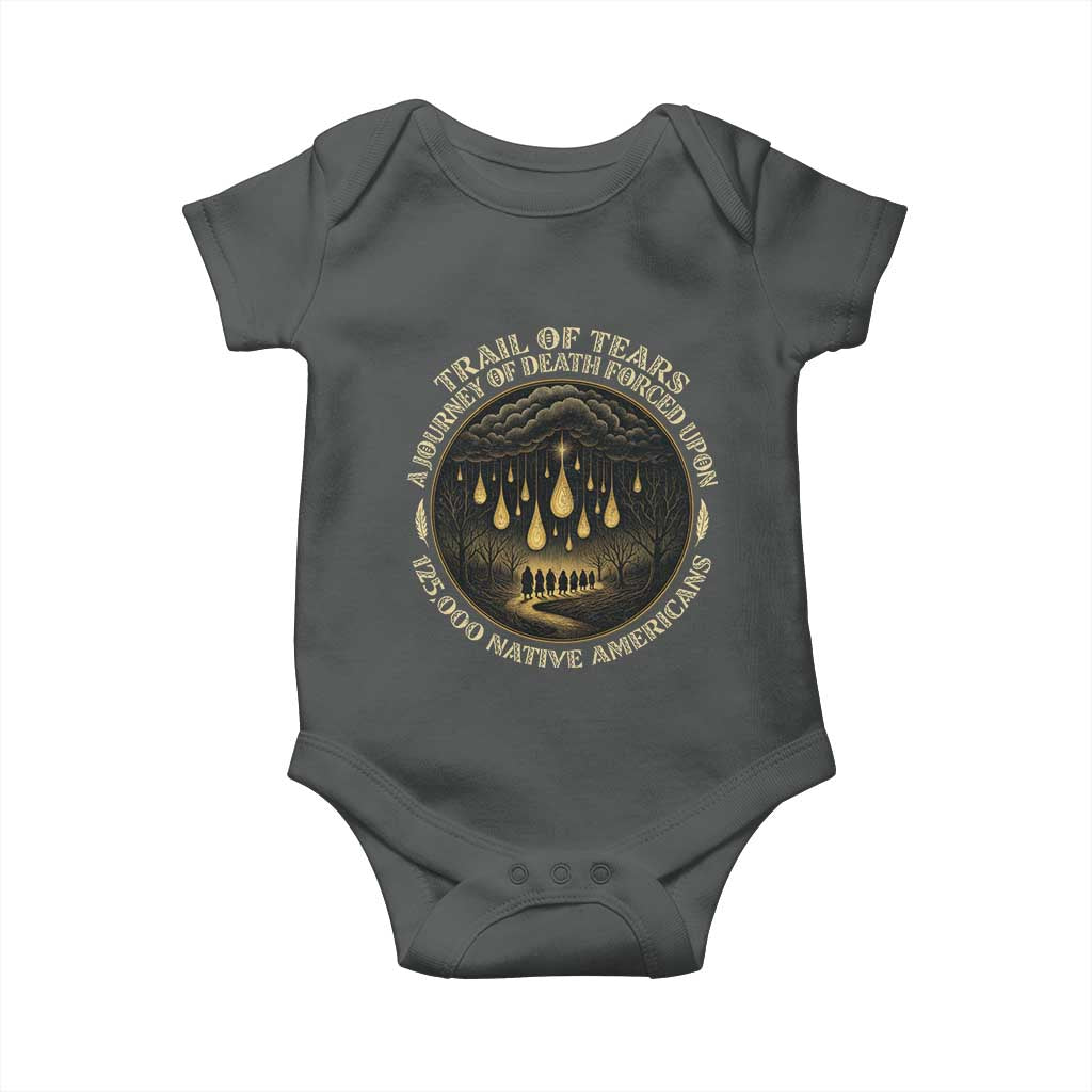 Trail Of Tears A Journey Of Death Forced Upon 125000 Native Americans Baby Onesie TS11 Dark Heather Print Your Wear