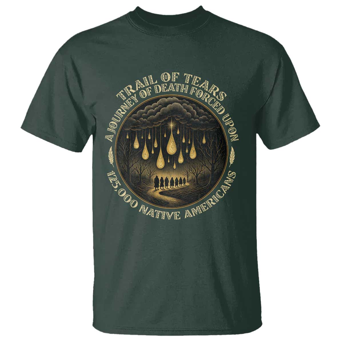 Trail Of Tears A Journey Of Death Forced Upon 125000 Native Americans T Shirt TS11 Dark Forest Green Print Your Wear