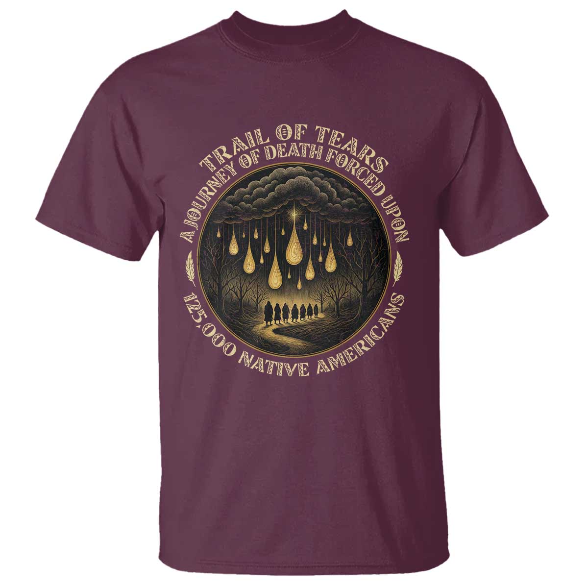 Trail Of Tears A Journey Of Death Forced Upon 125000 Native Americans T Shirt TS11 Maroon Print Your Wear
