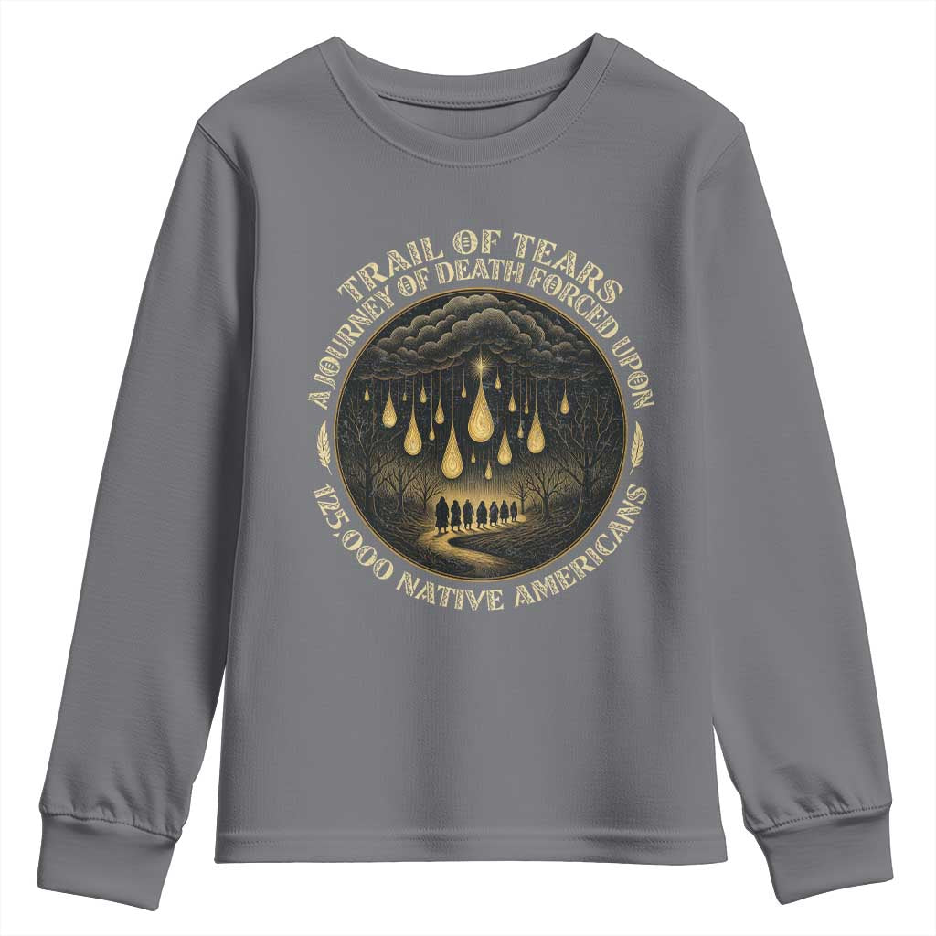 Trail Of Tears A Journey Of Death Forced Upon 125000 Native Americans Youth Sweatshirt TS11 Charcoal Print Your Wear