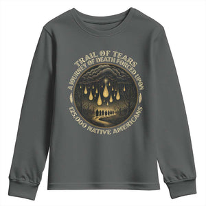 Trail Of Tears A Journey Of Death Forced Upon 125000 Native Americans Youth Sweatshirt TS11 Dark Heather Print Your Wear