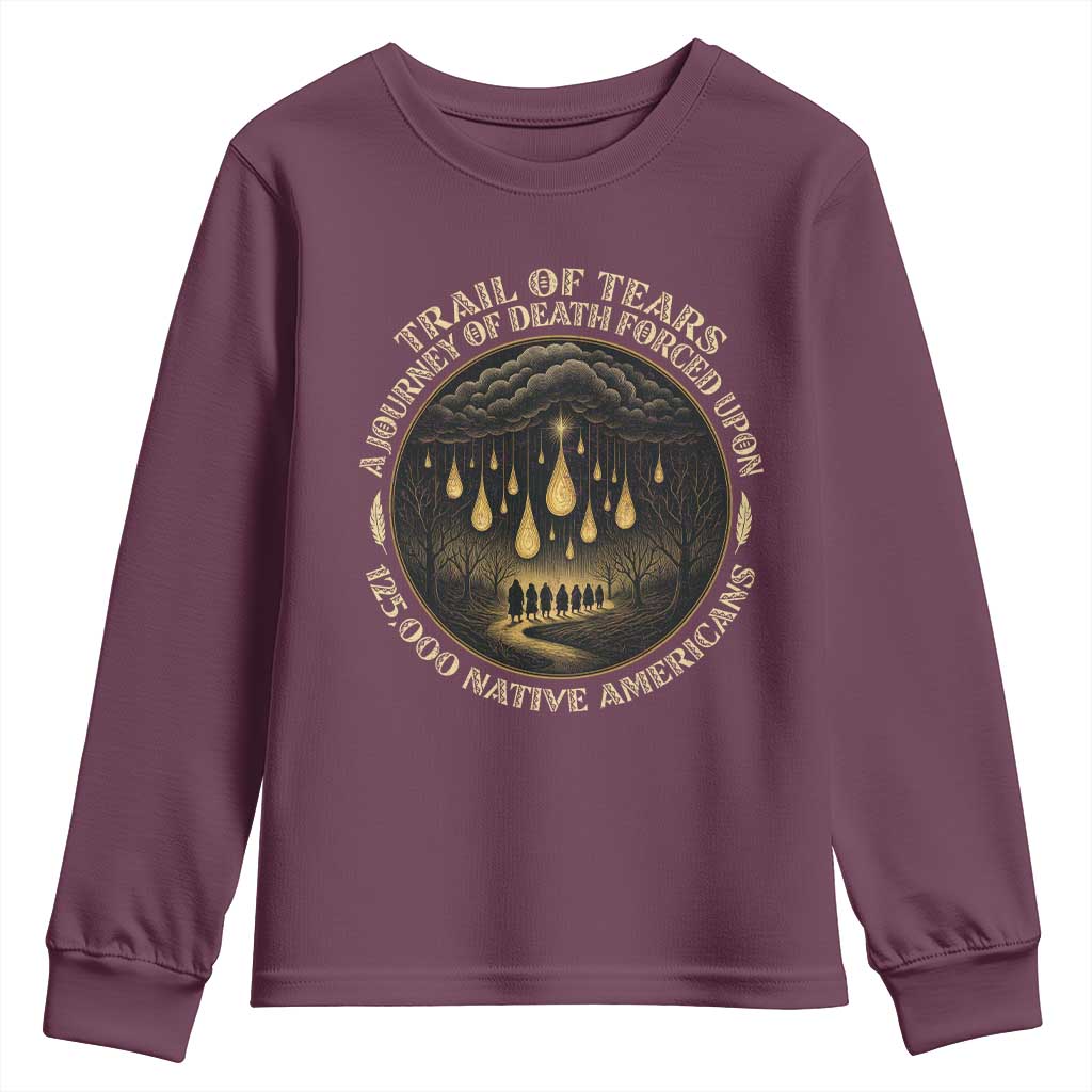 Trail Of Tears A Journey Of Death Forced Upon 125000 Native Americans Youth Sweatshirt TS11 Maroon Print Your Wear