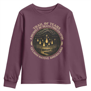 Trail Of Tears A Journey Of Death Forced Upon 125000 Native Americans Youth Sweatshirt TS11 Maroon Print Your Wear