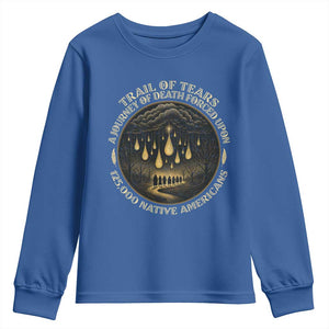 Trail Of Tears A Journey Of Death Forced Upon 125000 Native Americans Youth Sweatshirt TS11 Royal Blue Print Your Wear