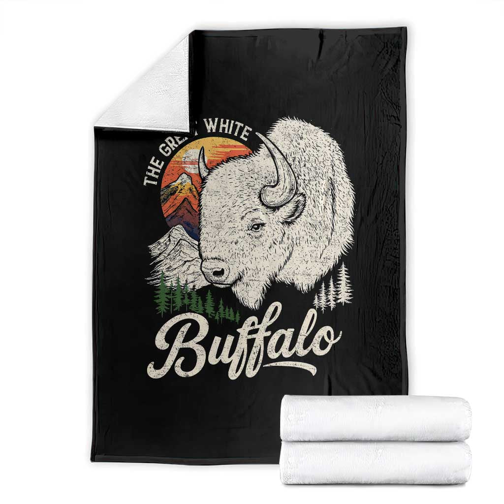 The Great White Buffalo Throw Blanket Native American Sacred Spirit Animal TS11 Black Print Your Wear