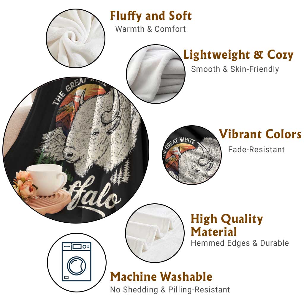 The Great White Buffalo Throw Blanket Native American Sacred Spirit Animal TS11 Print Your Wear