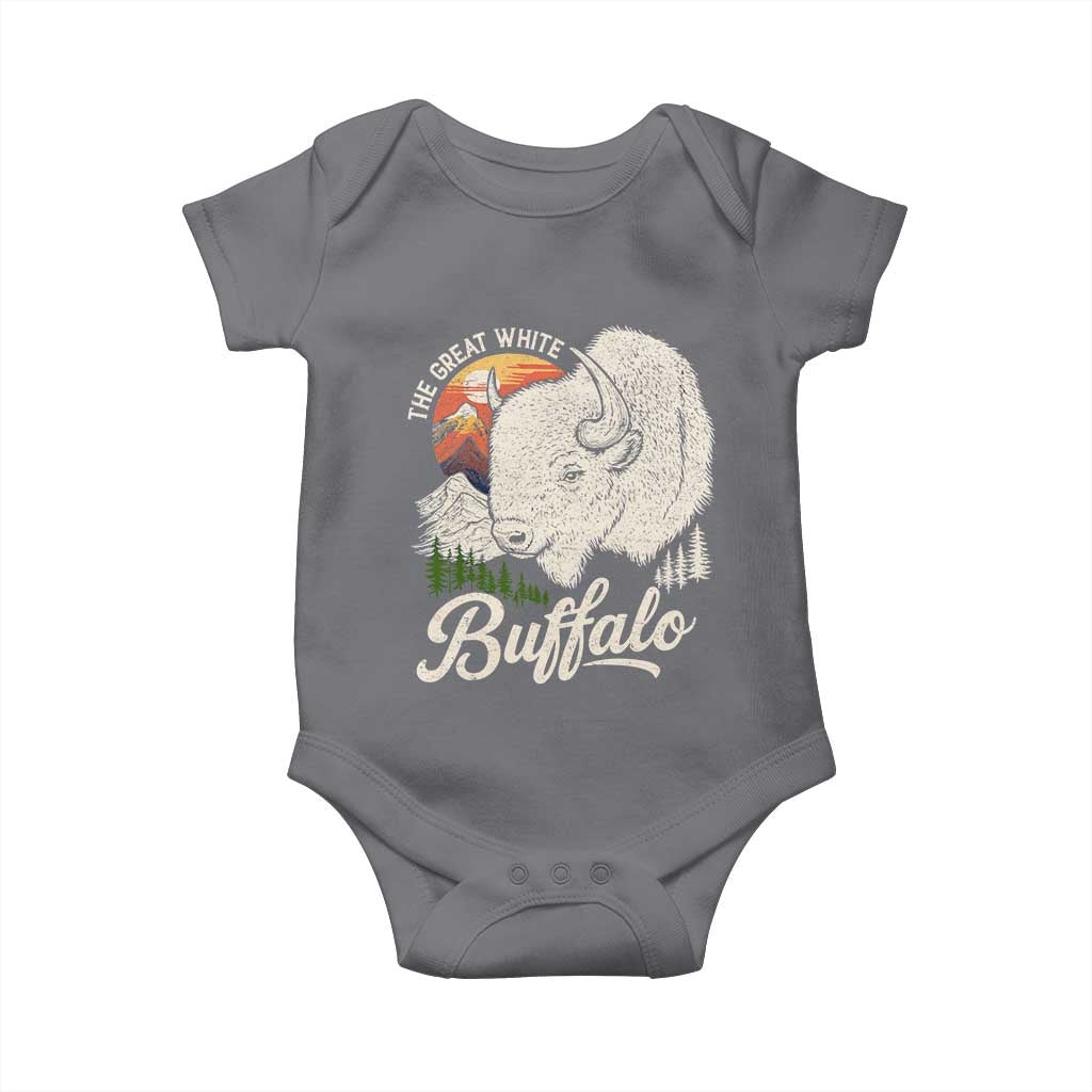The Great White Buffalo Baby Onesie Native American Sacred Spirit Animal TS11 Charcoal Print Your Wear