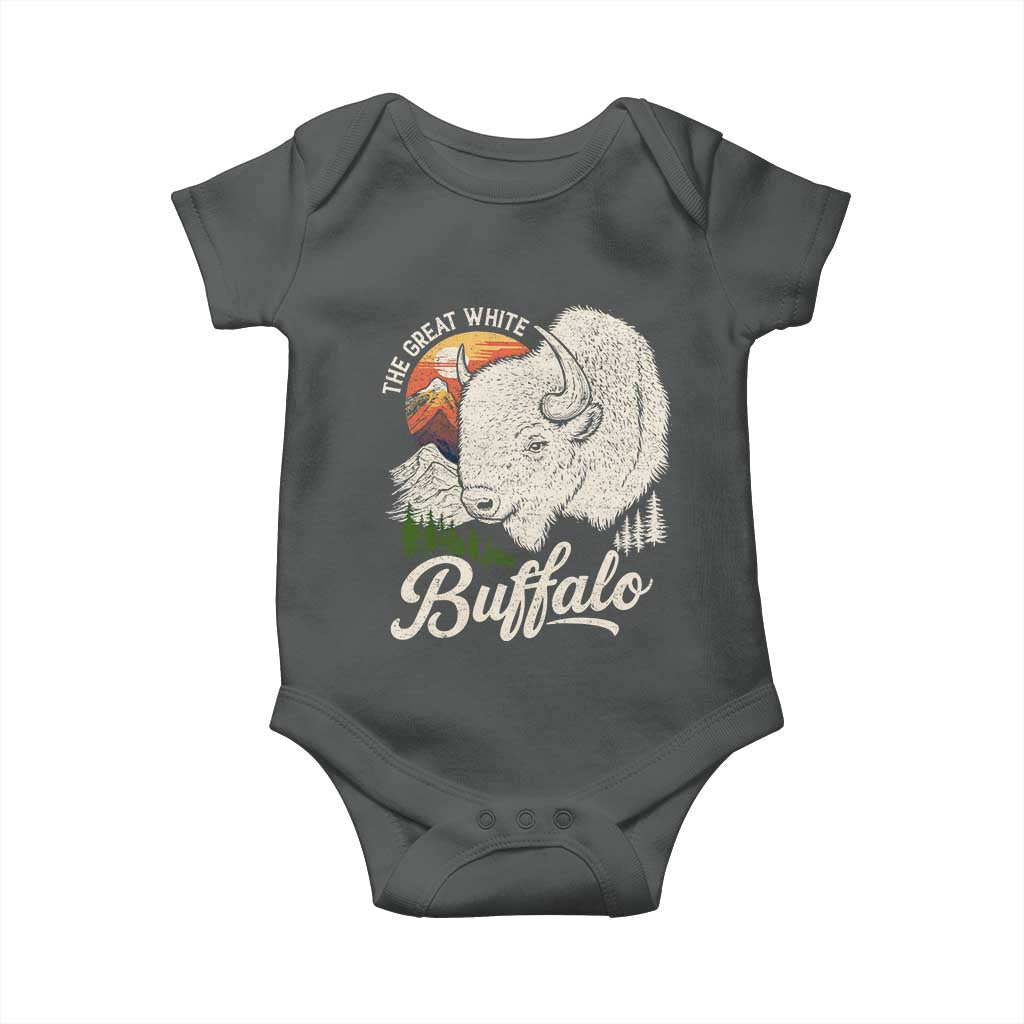 The Great White Buffalo Baby Onesie Native American Sacred Spirit Animal TS11 Dark Heather Print Your Wear