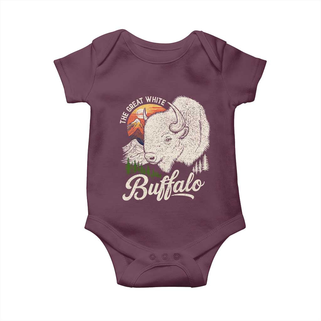 The Great White Buffalo Baby Onesie Native American Sacred Spirit Animal TS11 Maroon Print Your Wear