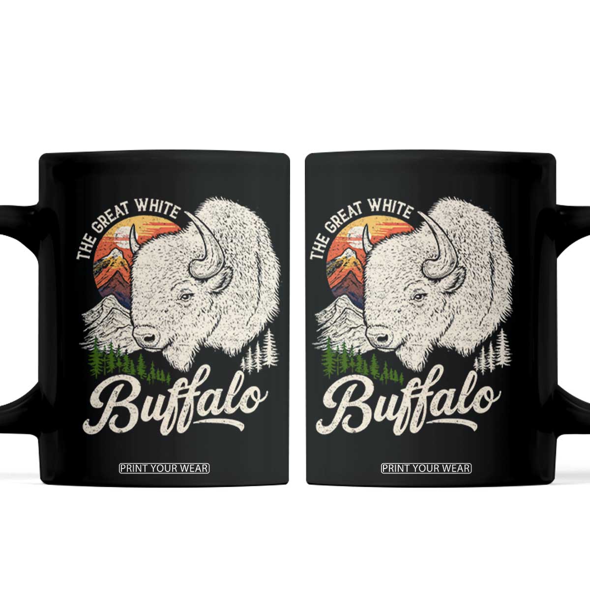 The Great White Buffalo Coffee Mug Native American Sacred Spirit Animal TS11 Black Print Your Wear