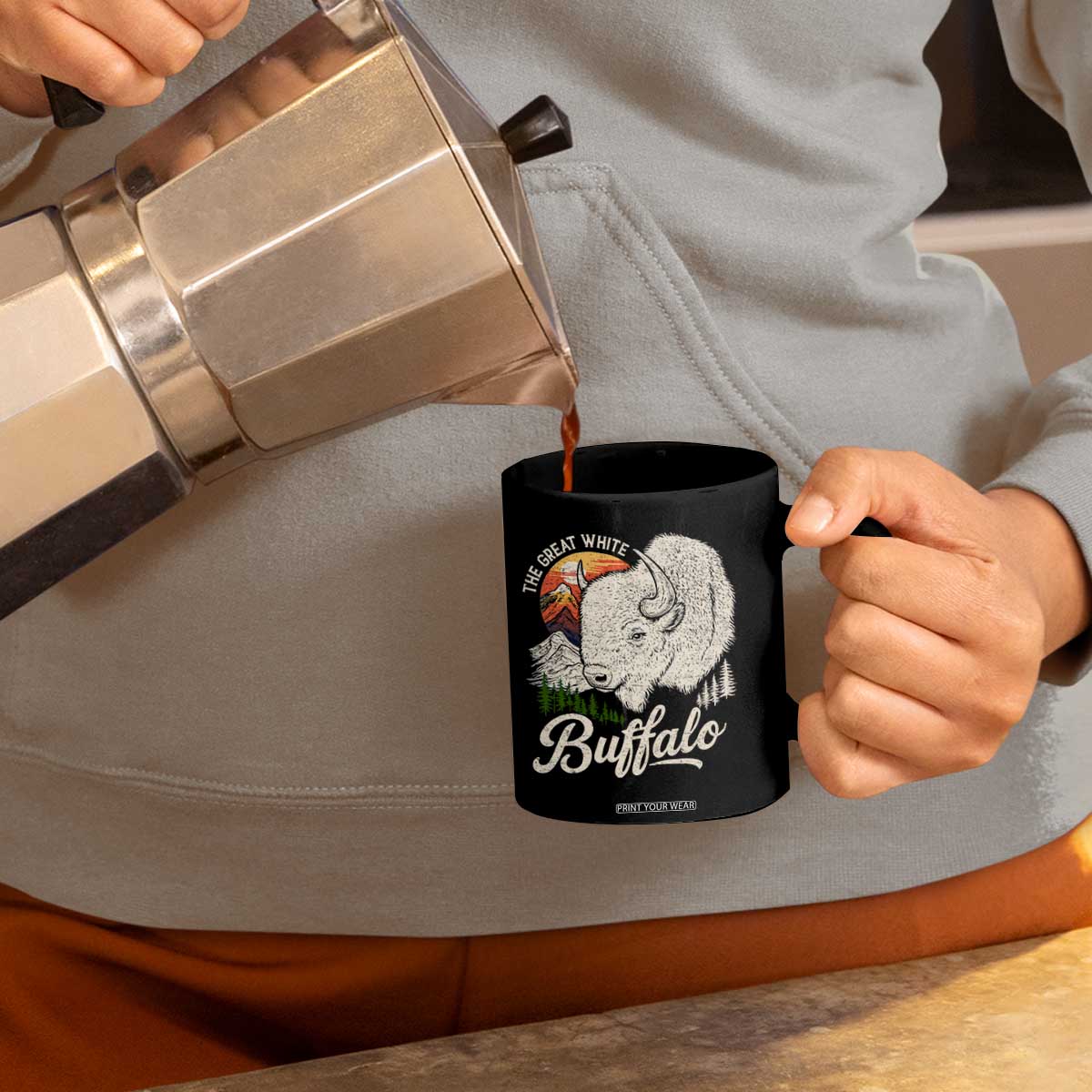 The Great White Buffalo Coffee Mug Native American Sacred Spirit Animal TS11 Print Your Wear