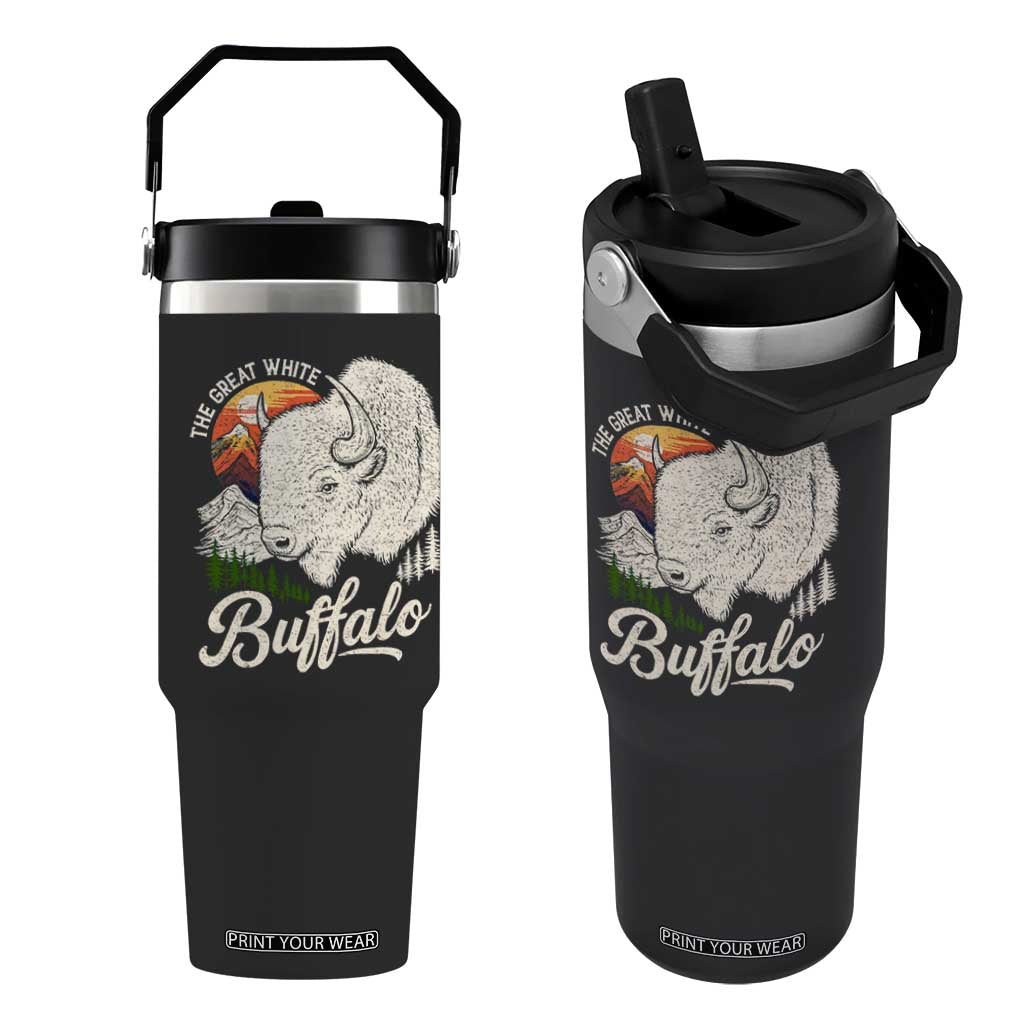 The Great White Buffalo Flip Straw Tumbler Native American Sacred Spirit Animal TS11 One Size: 30 oz Black Print Your Wear