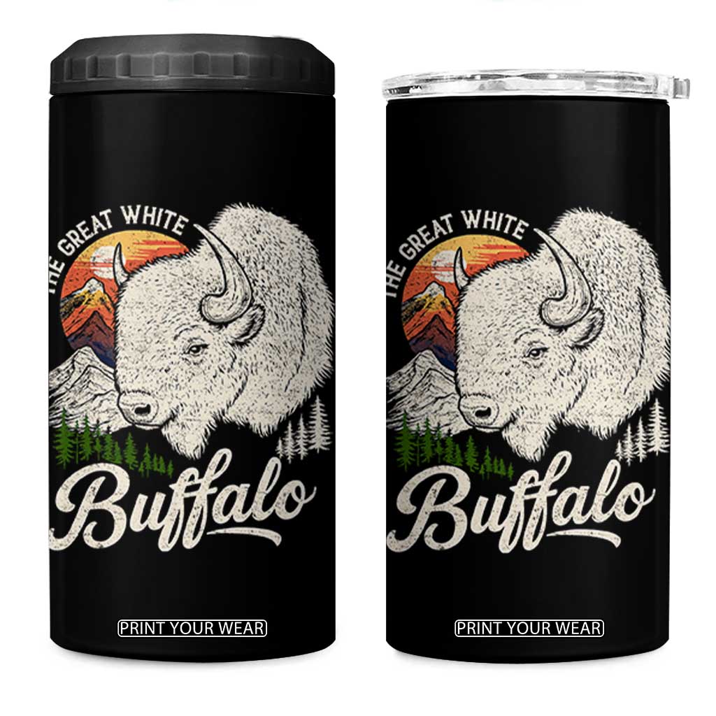 The Great White Buffalo 4 in 1 Can Cooler Tumbler Native American Sacred Spirit Animal TS11 One Size: 16 oz Black Print Your Wear