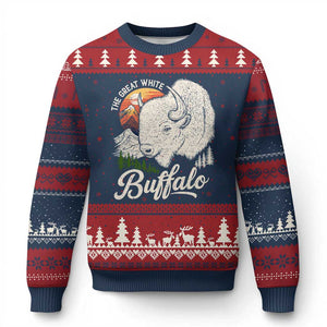 The Great White Buffalo Ugly Christmas Sweater Native American Sacred Spirit Animal - Print Your Wear