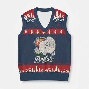 The Great White Buffalo V-Neck Knit Sweater Vest Native American Sacred Spirit Animal - Print Your Wear