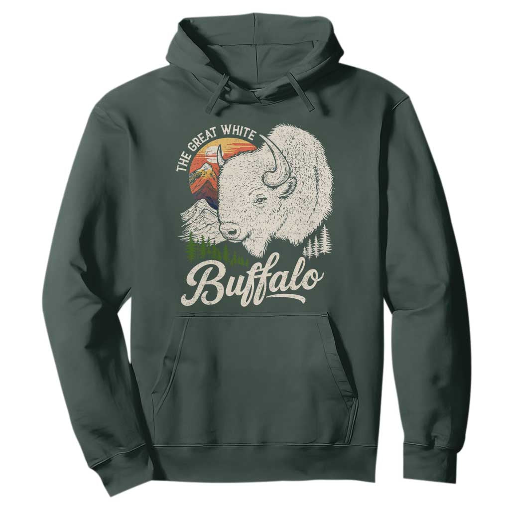 The Great White Buffalo Hoodie Native American Sacred Spirit Animal TS11 Dark Forest Green Print Your Wear