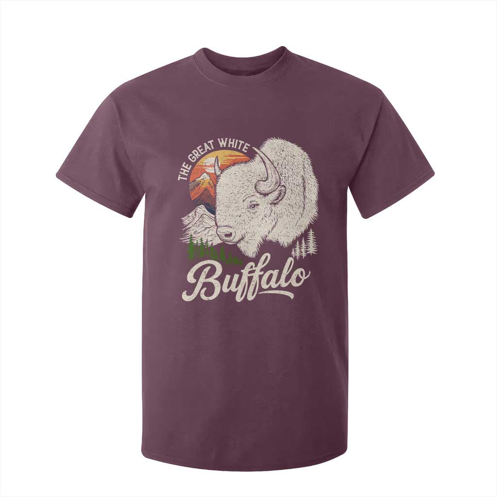 The Great White Buffalo T Shirt For Kid Native American Sacred Spirit Animal TS11 Maroon Print Your Wear