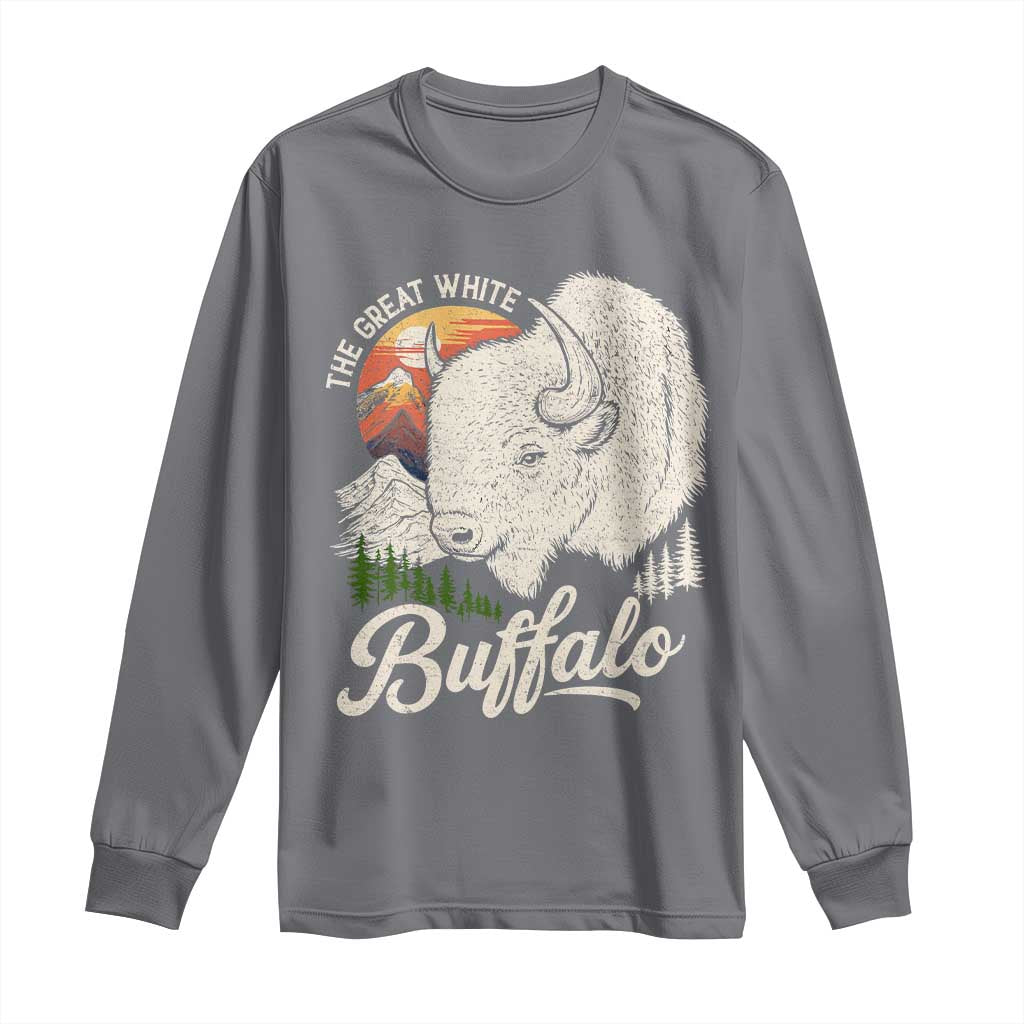 The Great White Buffalo Long Sleeve Shirt Native American Sacred Spirit Animal TS11 Charcoal Print Your Wear