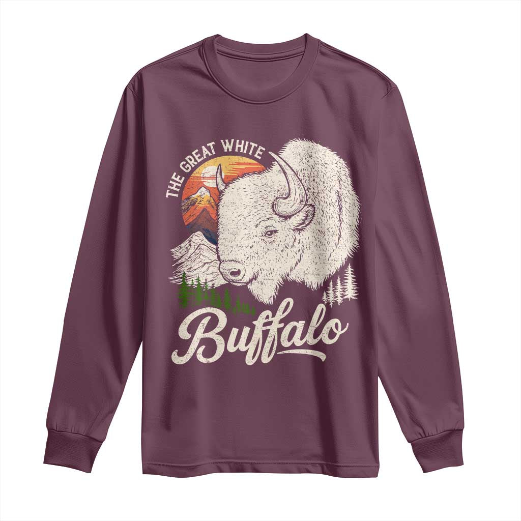 The Great White Buffalo Long Sleeve Shirt Native American Sacred Spirit Animal TS11 Maroon Print Your Wear