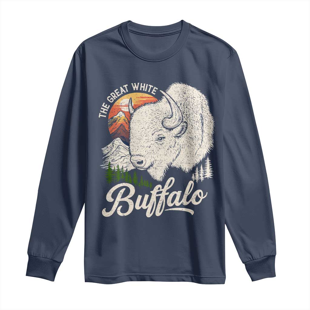 The Great White Buffalo Long Sleeve Shirt Native American Sacred Spirit Animal TS11 Navy Print Your Wear