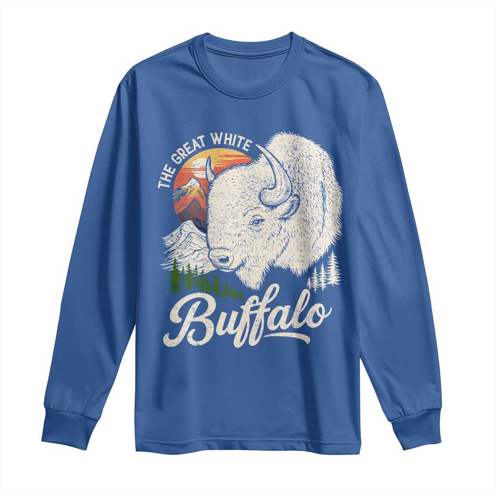 The Great White Buffalo Long Sleeve Shirt Native American Sacred Spirit Animal TS11 Royal Blue Print Your Wear