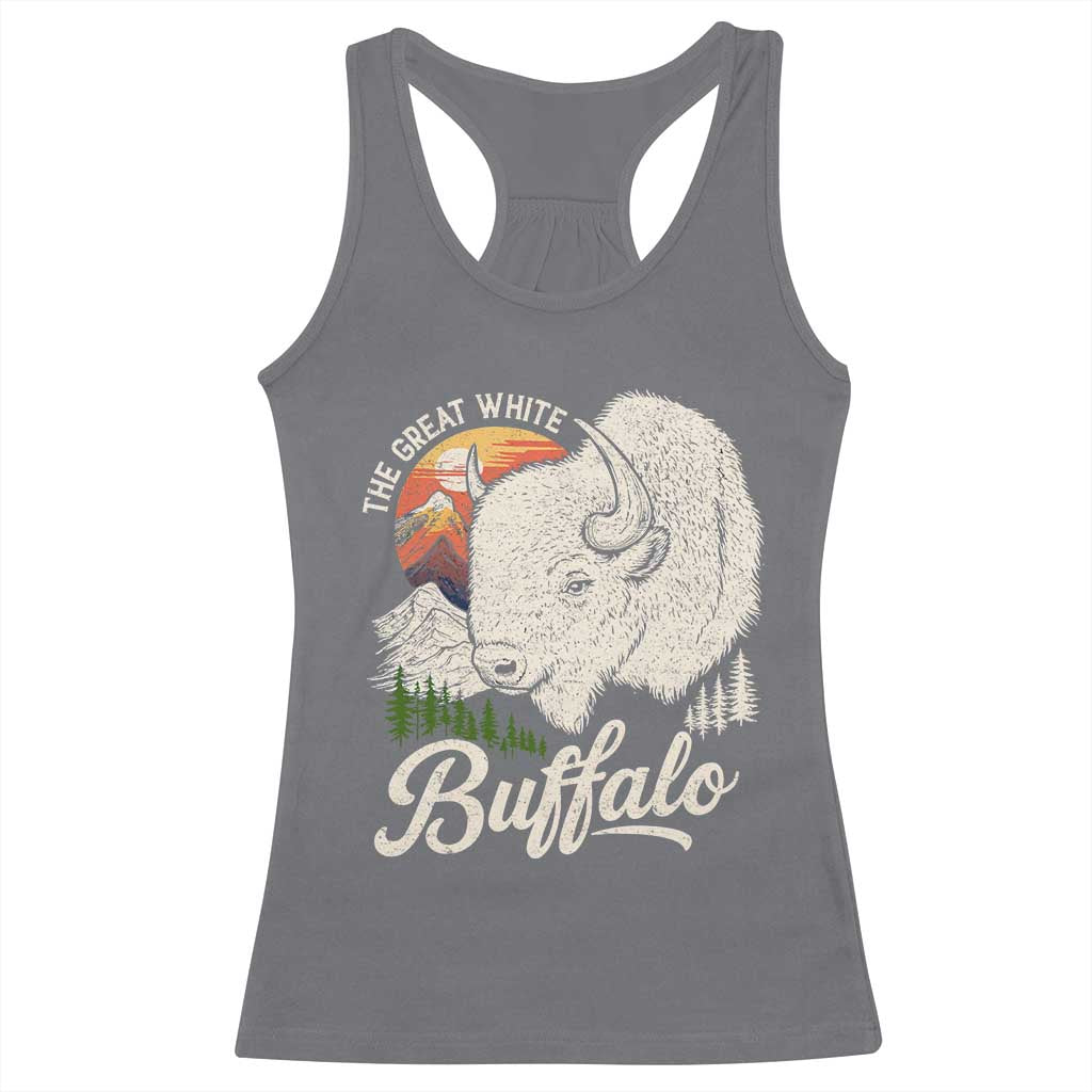 The Great White Buffalo Racerback Tank Top Native American Sacred Spirit Animal TS11 Charcoal Print Your Wear