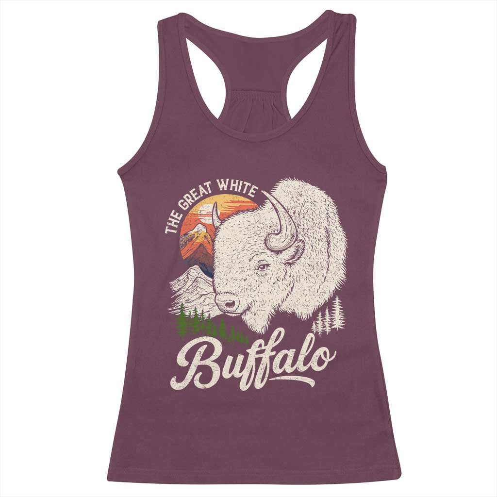 The Great White Buffalo Racerback Tank Top Native American Sacred Spirit Animal TS11 Maroon Print Your Wear