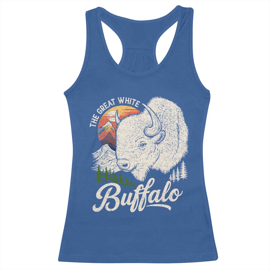 The Great White Buffalo Racerback Tank Top Native American Sacred Spirit Animal TS11 Royal Blue Print Your Wear