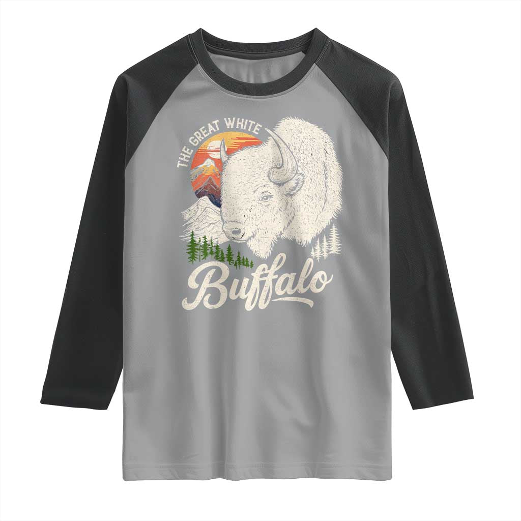 The Great White Buffalo Raglan Shirt Native American Sacred Spirit Animal TS11 Sport Gray Black Print Your Wear