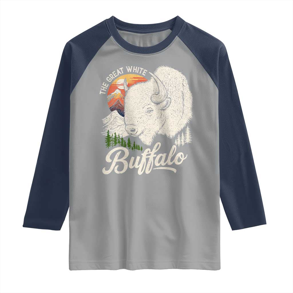 The Great White Buffalo Raglan Shirt Native American Sacred Spirit Animal TS11 Sport Gray Navy Print Your Wear